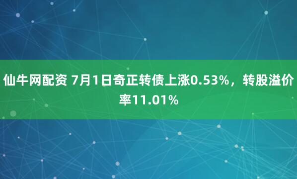 仙牛网配资 7月1日奇正转债上涨0.53%，转股溢价率11.01%